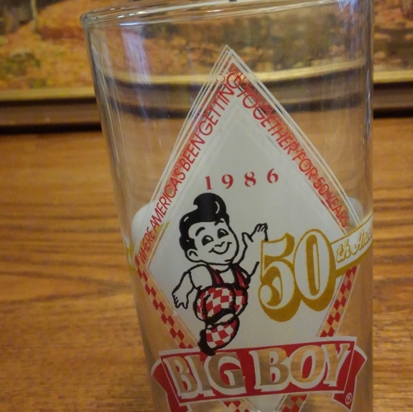 Big Boy 🍔 Vtg 1986 Glass Cup 80s 50th Anniversary - Picture 2 of 11